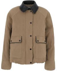 Brunello Cucinelli - Leather-Trim Panelled Jacket - Lyst