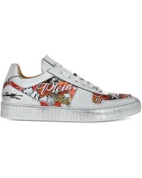 Philipp Plein - Metallic Leather Eagle-Print Sneakers - Lyst