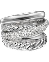 David Yurman - Bague Crossover Five Row En Sterling Pavée De Diamants (17,5 Mm) - Lyst