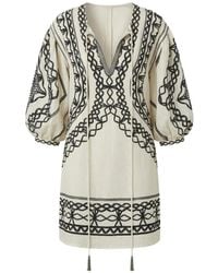 Scarlett Poppies - Portofina Embroidered Balloon-Sleeve Mini Dress - Lyst