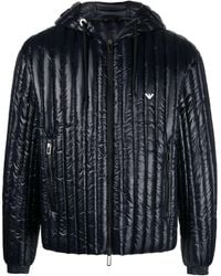 Emporio Armani - Logo-embroidered Hooded Padded Jacket - Lyst