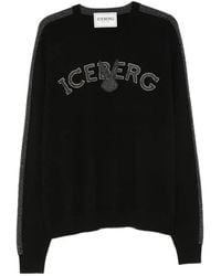 Iceberg - Logo-Embroidered Side-Stripe Sweater - Lyst