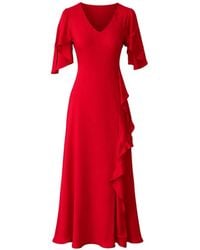 Silk95five - Arizona Ruffled V-Neck Midi Dress - Lyst