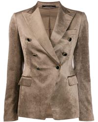 Tagliatore Doppelreihiger Samt-Blazer - Braun