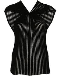 Saint Laurent - Ruched Ribbed-knit Cotton Top - Lyst