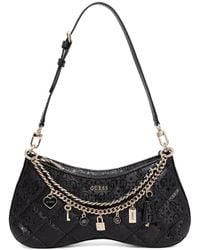 Guess - Libby Quilted Charm-Detail Shoulder Bag - Lyst