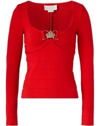 Genny - Orchid-Detail Knitted Top - Lyst