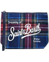 MC2 Saint Barth - Aline Tartan-Print Logo-Print Clutch Bag - Lyst