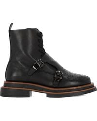 Elvio Zanon - Buckle Perforated Leather Boots - Lyst