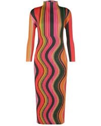 Pleats Please Issey Miyake - Abito Midi Warp - Lyst