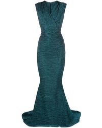 Talbot Runhof - Glitter-Detail V-Neck Gown Dress - Lyst