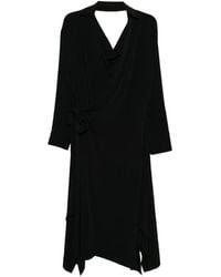 Yohji Yamamoto - Crepe De Chine Wrap Dress - Lyst
