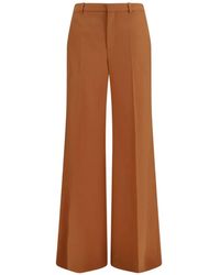 Chloé - High-Waisted Flared Cotton Pants - Lyst