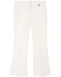 Burberry - Cropped Wool Flared Trousers - Lyst