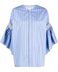 Junya Watanabe - Ruffled-sleeve Pearl-embellished Shirt - Lyst