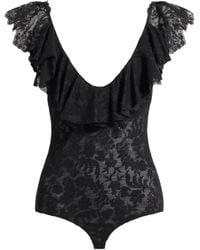 Alberta Ferretti - Body De Encaje Con Volantes - Lyst