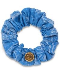 Etro - Jacquard Denim Scrunchie - Lyst