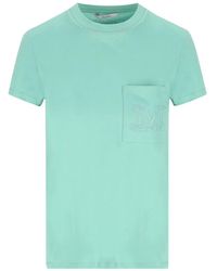 Max Mara - Chest-Pocket Embroidered-Logo T-Shirt - Lyst