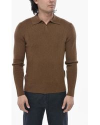 Paolo Pecora - Ribbed-Knit Polo-Collar Sweater - Lyst