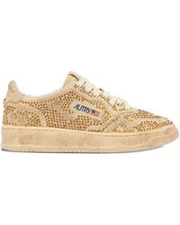 Autry - Medalist Low Crystal Sneakers aus bronzefarbenen Mikro-Strasssteinen - Lyst