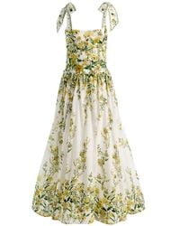 Alice + Olivia - Haven Floral-Print Lace-Trim Maxi Dress - Lyst