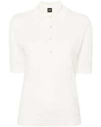 BOSS - Ribbed Linen-blend Polo Shirt - Lyst