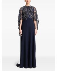 Gemy Maalouf - Beaded Sheer Cape Gown - Lyst