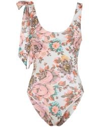 Chloé - Badpak Met Geknoopt Bandje En Bloemenprint - Lyst