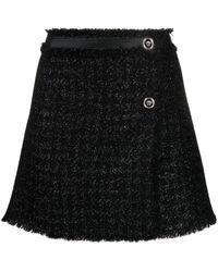 Versace - Vichy Tweed Wrap Mini Skirt - Lyst