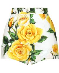 Dolce & Gabbana - Yellow Rose Shorts - Lyst