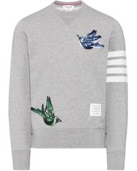 Thom Browne - Sweater Met 4 Strepen En Vogelapplicatie - Lyst