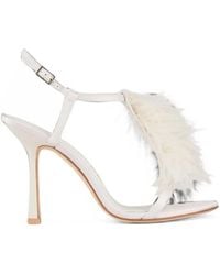 Kat Maconie - Faryal Feather-Trim T-Bar Sandals - Lyst