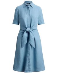 Ralph Lauren - Tie-Waist Midi Dress - Lyst