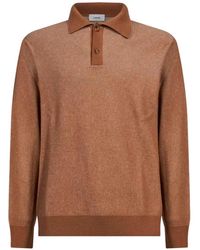 Lardini - Ribbed-Knit Long-Sleeve Polo Shirt - Lyst
