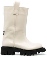 MSGM - 80mm Logo-patch Leather Boots - Lyst