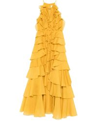 Aje. - Vestido largo Cleo con volantes - Lyst