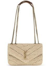 Saint Laurent - Loulou Raffia Shoulder Bag - Lyst