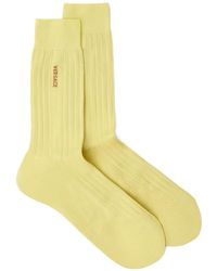 Versace - Embroidered Cotton Ribbed Socks - Lyst