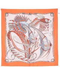 Ferragamo - Seidenschal mit Fisch-Print - Lyst