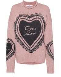 Acne Studios - Heart-Print Chunky-Knit Jumper - Lyst