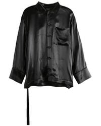 Ann Demeulemeester - Coby Belted Satin-Finish Shirt - Lyst