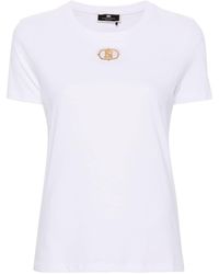 Elisabetta Franchi - T-Shirt mit Logo-Applikation - Lyst