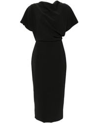 Amsale - Draped Detailing Midi Dress - Lyst