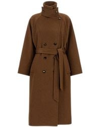 Alberto Biani - Belted Double-Breasted Coat - Lyst