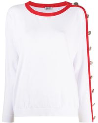 Liu Jo - Side Stripe Button-embellished T-shirt - Lyst