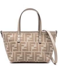 Fendi - Roll Mini Ff Jacquard & Leather Tote - Lyst