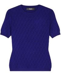 Versace - Gebreide Top Met Textuur En Korte Mouwen - Lyst