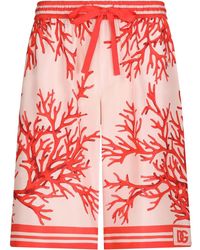 Dolce & Gabbana - Coral-print Silk Bermuda Shorts - Lyst