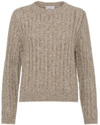 Brunello Cucinelli - Textured Ribbed Sweater With Shimmering Threads - Lyst