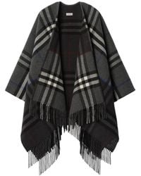 Burberry - Contrast Check Cashmere Wool Cape - Lyst